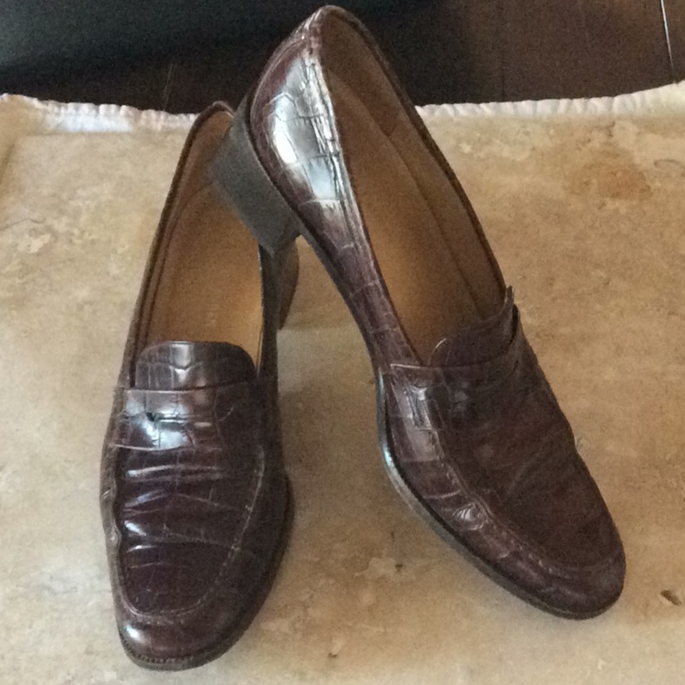 Ralph Lauren stamped croc heels